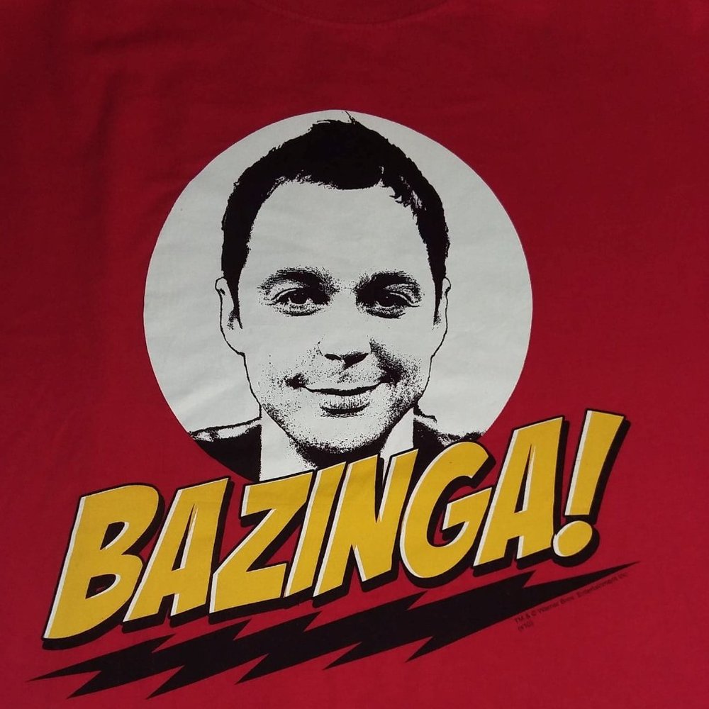 BAZINGA Big Bang Theory Sheldon Red T-Shirt - Picture 3 of 5
